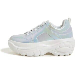 Lucky Step Walking Sneakers Women Size (6-11) Blue Hologram Polyurethane Shoes.